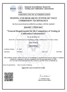 NABL Certificate of ISO/IEC 17025:2017